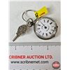 Image 1 : Key Wound Antique Ladies Watch :  (0.800 Silver Purity Hallmark) (Possibly Swiss Made) (Note : Minut