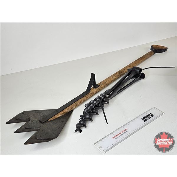 Auger Bits (4) & Hay Knife (Hay Knife Measures : 44"L)