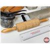 Image 2 : Vintage Baking/Kitchen Utensils : Rolling Pins ; Flour Sifter ; Pastry Cutter ; etc