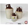 Image 1 : Stoneware Trio : Jugs (2) & Pickle Crock (Tallest Jug Measures : 12"H)