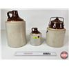 Image 2 : Stoneware Trio : Jugs (2) & Pickle Crock (Tallest Jug Measures : 12"H)