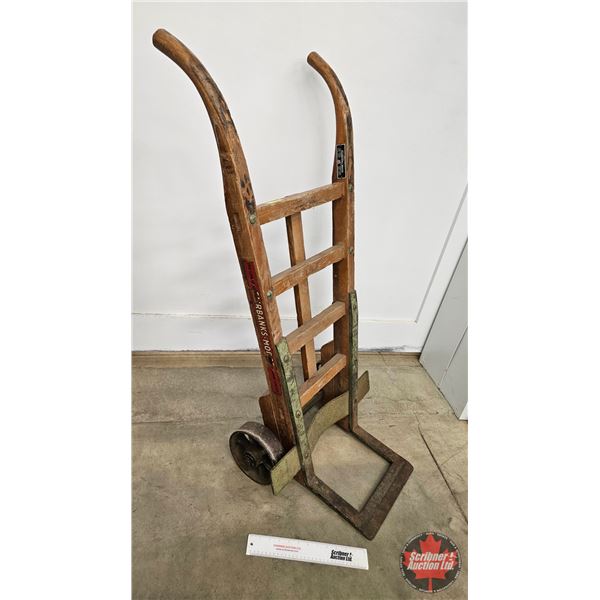 Antique Fairbanks - Morse 2 Wheel Dolly : Cast Iron Wheels (Measures : 43"H x 22"W x 18"D)