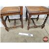Image 11 : Carved Oak Chairs (2) : Barley Twist Legs : Rattan Seat & Back (Each Measures : 43"H x 18"W x 18"D)