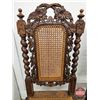 Image 3 : Carved Oak Chairs (2) : Barley Twist Legs : Rattan Seat & Back (Each Measures : 43"H x 18"W x 18"D)