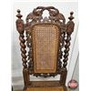 Image 4 : Carved Oak Chairs (2) : Barley Twist Legs : Rattan Seat & Back (Each Measures : 43"H x 18"W x 18"D)