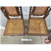 Image 5 : Carved Oak Chairs (2) : Barley Twist Legs : Rattan Seat & Back (Each Measures : 43"H x 18"W x 18"D)