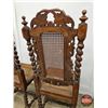 Image 8 : Carved Oak Chairs (2) : Barley Twist Legs : Rattan Seat & Back (Each Measures : 43"H x 18"W x 18"D)