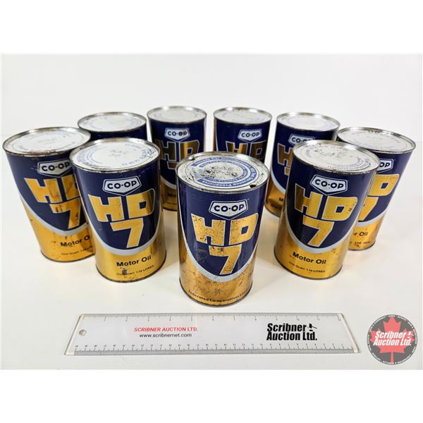 CO-OP HD7 OIL CANS (9) (6 Full) (All Measure : 6-1/2"H x 4"Dia)