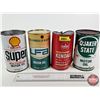 Image 1 : MOTOR OIL CAN COMBO (4) : - KENDALL Dual Action  - QUAKER STATE  - SHELL Super Multigrade - UFA  (Al