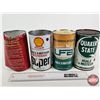 Image 3 : MOTOR OIL CAN COMBO (4) : - KENDALL Dual Action  - QUAKER STATE  - SHELL Super Multigrade - UFA  (Al