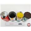 Image 4 : MOTOR OIL CAN COMBO (4) : - KENDALL Dual Action  - QUAKER STATE  - SHELL Super Multigrade - UFA  (Al