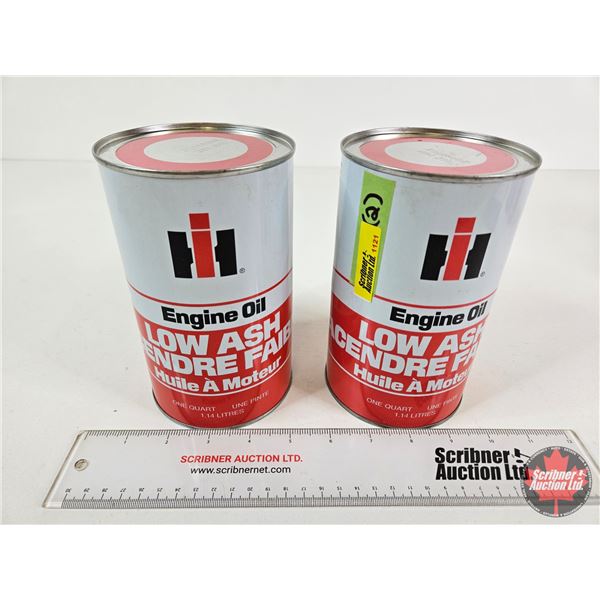 IH Engine Oil Cans (2) : Low Ash (Both Measures : 6-1/2"H x 4"Dia)