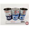 Image 3 : GULF OIL CAN COMBO (3) : - Gulflube XHD - Gulfpride UNI-G (2) (All Measure : 6-1/2"H x 4"Dia)