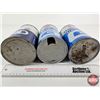 Image 6 : GULF OIL CAN COMBO (3) : - Gulflube XHD - Gulfpride UNI-G (2) (All Measure : 6-1/2"H x 4"Dia)