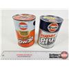 Image 1 : GULF OIL CANS (2) : - Super Plus OW30 Arctic (Cardboard) - Premium 10W-30 Hydrotreated (Both Measure