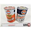 Image 3 : GULF OIL CANS (2) : - Super Plus OW30 Arctic (Cardboard) - Premium 10W-30 Hydrotreated (Both Measure
