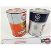 Image 4 : GULF OIL CANS (2) : - Super Plus OW30 Arctic (Cardboard) - Premium 10W-30 Hydrotreated (Both Measure