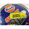 Image 7 : GULF OIL CANS (2) : - Super Plus OW30 Arctic (Cardboard) - Premium 10W-30 Hydrotreated (Both Measure