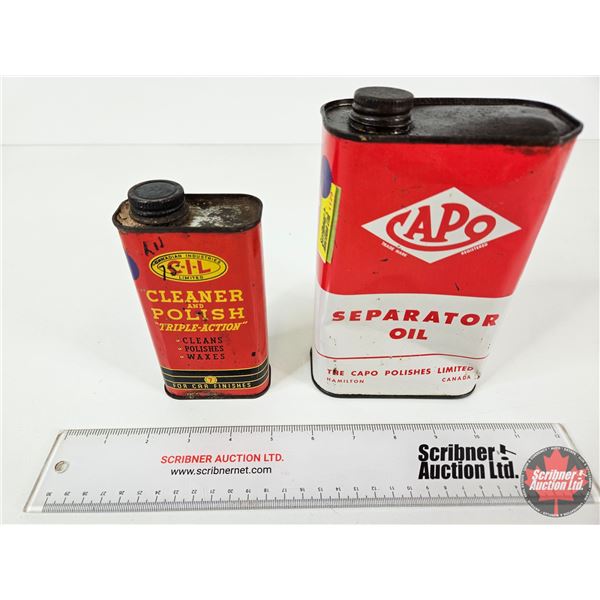 COMBO (2) :  - CAPO Separator Oil Tin (Full) - CIL Cleaner and Polish Tin (CAPO Measures : 6-3/4"H x