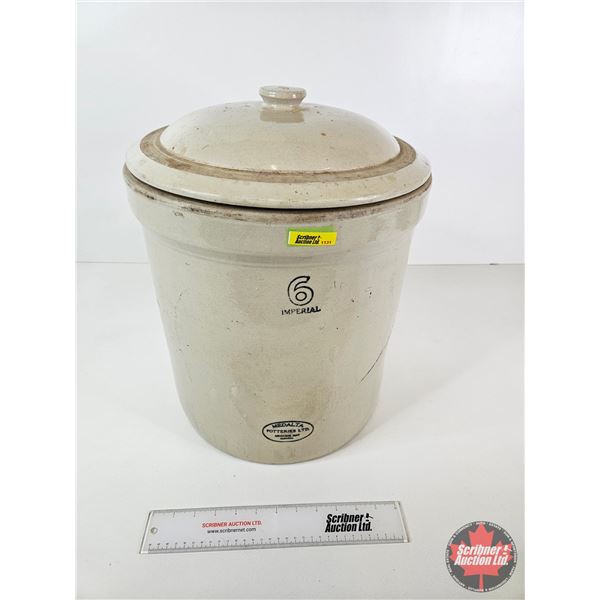 MEDALTA 6 Gallon Crock w/Lid  (Measures Without Lid : 15"H x 14"Dia)