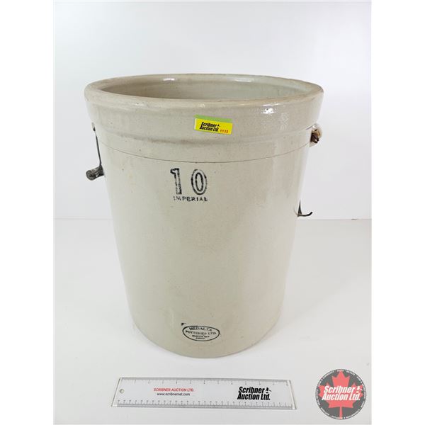 MEDALTA 10 Gallon Crock (Note : One Wire Handle Broken) (Measures : 19"H x 15"Dia)