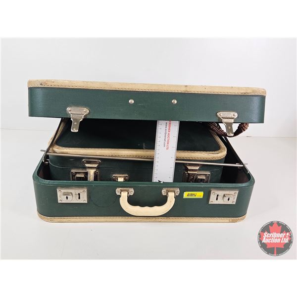 Suitcase Set (2) & "The Canadian Spellers" Schoolbook  (Largest Suitcase : 17"H x 21"W x 7-1/2"D)