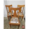 Image 1 : Oak T-Back Dining Room Chairs w/Upholstered Seats (3)  (Each Measures : 37-1/2"H x 18"W x 18"D)