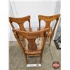 Image 2 : Oak T-Back Dining Room Chairs w/Upholstered Seats (3)  (Each Measures : 37-1/2"H x 18"W x 18"D)