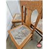 Image 3 : Oak T-Back Dining Room Chairs w/Upholstered Seats (3)  (Each Measures : 37-1/2"H x 18"W x 18"D)