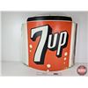 Image 1 : Single-Sided 7 UP Sign (Metal) : Curved & Corrugated (Mounting Brackets on Back) (Measures : 28"H x 