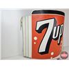 Image 2 : Single-Sided 7 UP Sign (Metal) : Curved & Corrugated (Mounting Brackets on Back) (Measures : 28"H x 