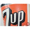 Image 4 : Single-Sided 7 UP Sign (Metal) : Curved & Corrugated (Mounting Brackets on Back) (Measures : 28"H x 