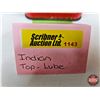 Image 9 : Indian Top - Lube Oil Tin : (FULL) (Made By Indian Motorcycle Company) (Measures : 5"H x 3"W x 1-1/2
