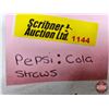 Image 8 : Vintage Pepsi-Cola Paper Straw Dispenser Box : (Double Dot) (c/w 51 Straws) (Measures : 10-3/4"H x 3