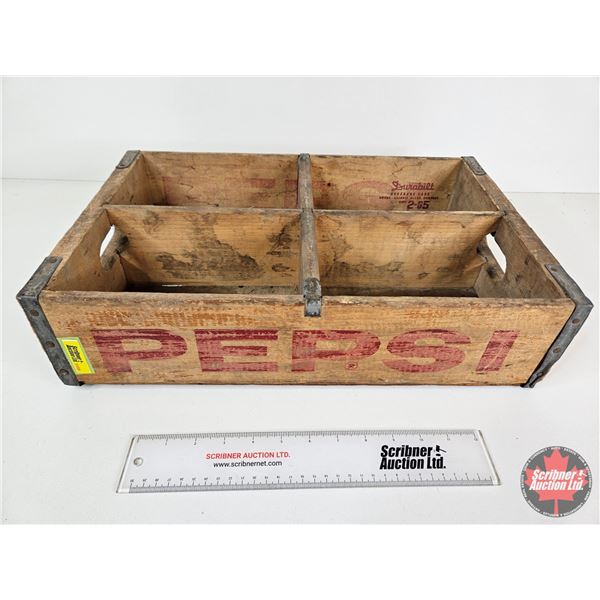 Pepsi Wooden Crate : (1965) (Measures : 4-1/2"H x 18-1/2"W x 12"D)