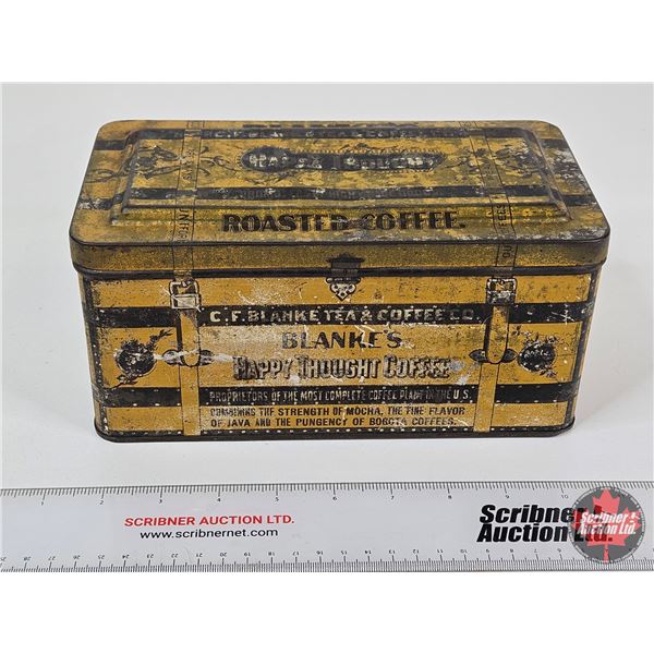 Blanke's Happy Thought Coffee Tin  (Measures : 4-1/2"H x 9"W x 4-3/4"D)