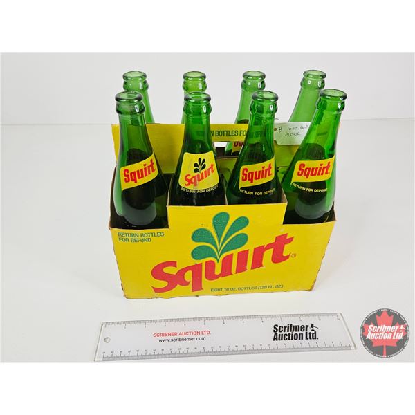 Squirt 16 oz. Bottles (8) : c/w Cardboard Carrier (Total Measures : 11"H x 10-1/2"W x 5-1/2"D)