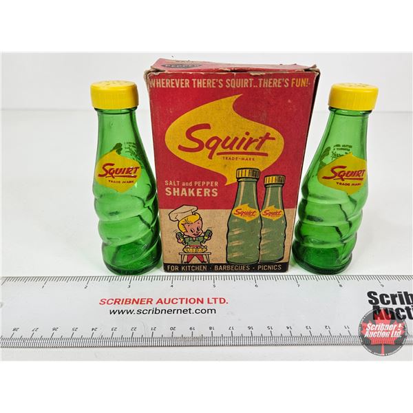 Squirt Promotional Salt & Pepper Shakers : (c/w Original Box) (Box Measures : 4-3/4"H x 3-1/4"W x 1-