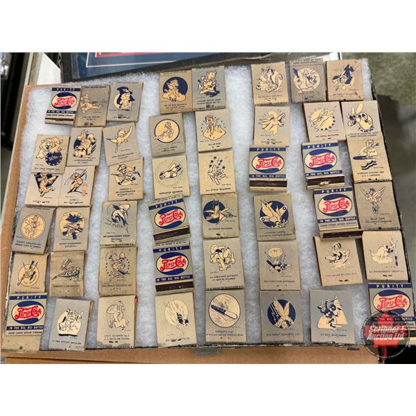 Vintage 1940's WWII Pepsi-Cola "Double Dot" Matchbook Set (48) : Featuring Military Unit Insignias :