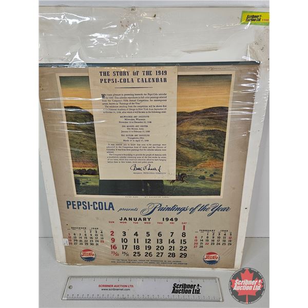 Pepsi-Cola Calendar (1949) : (Unused) (Measures : 16-3/4"H x 14-1/2"W)