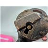 Image 6 : Antique Heart-Shaped Brass Switch Padlock : (Pennsylvania Railroad) : (Note : No Key)