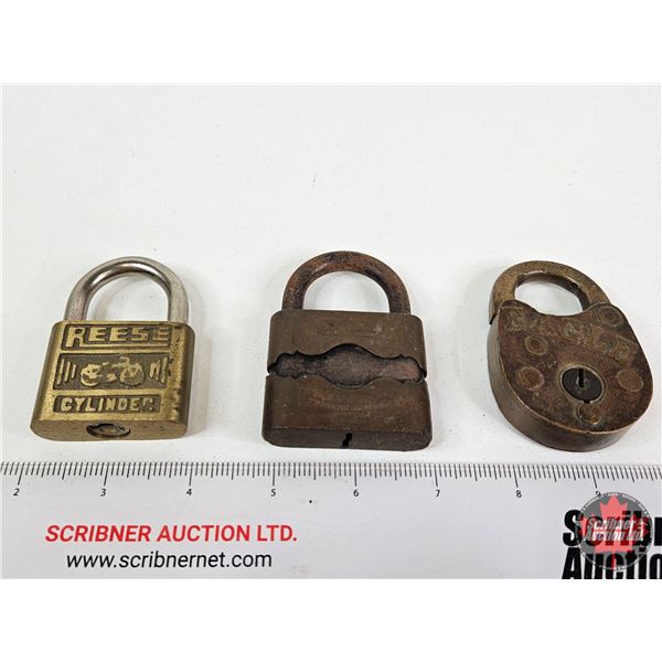 Vintage/Antique Padlocks (3) (Note : No Keys)