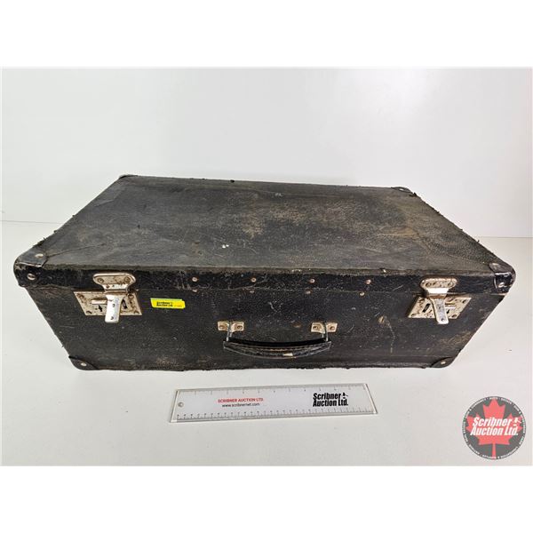 Vintage Hardshell Suitcase  (Measures : 9"H x 26"W x 14"D)