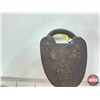 Image 7 : Antique/Vintage Heart-Shaped Iron Padlock w/Brass Keyhole Cover (Note : No Key)