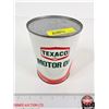 Image 1 : TEXACO Motor Oil Can (Full) (Measures : 5-1/2"H x 4"Dia)