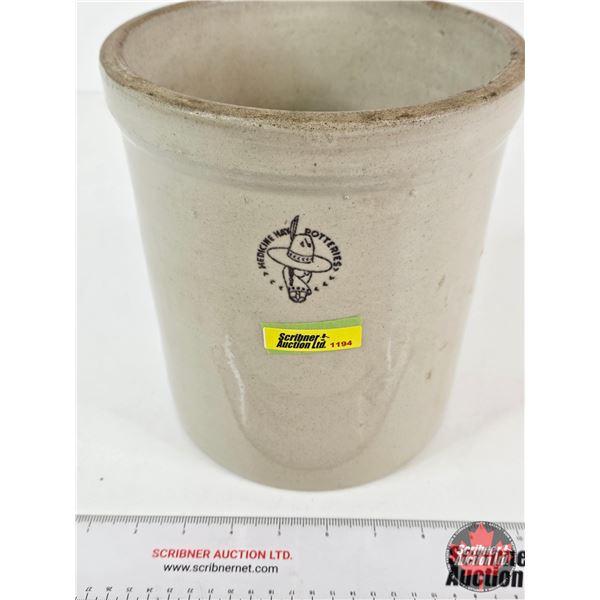 Crock : Medicine Hat Potteries (One Gallon) : Sleepy Indian (Measures : 9"H x 7-3/4"Dia)