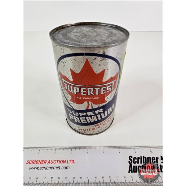 SUPERTEST Super Premium Motor Oil Can : All Canadian (Full) (Measures : 6-1/2"H x 4"Dia)