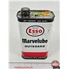 Image 2 : OIL TIN COMBO (2) : - SHELL Outboard Motor Oil - ESSO Marvelube Outboard Oil (Both Measures : 7-3/4"