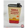 Image 8 : OIL TIN COMBO (2) : - SHELL Outboard Motor Oil - ESSO Marvelube Outboard Oil (Both Measures : 7-3/4"