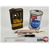 Image 1 : Collector Combo (3) : - CONOCO Anti-Freeze Can - GM Hydraulic Brake Fluid Tin - BOYE Combination Hoo